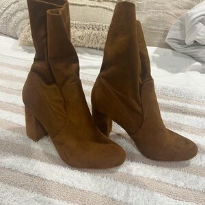 Allegra K Brown Heeled Boots